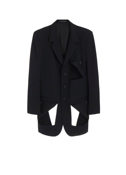 WOOL GABARDINE DIAGONAL BUTTON JACKET