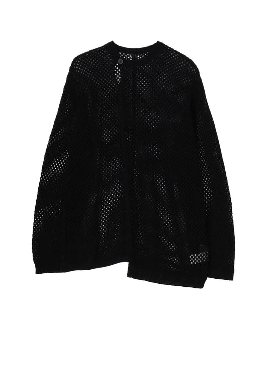 5G HEMMED PATTERN MESH PANEL PULLOVER