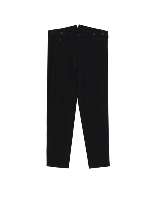 WOOL GABARDINE SUSPENDER SLIM PANTS