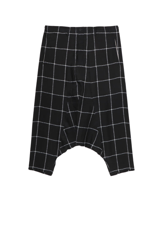 SIMPLE CHECK BLACK PLAID SARROUEL PANTS