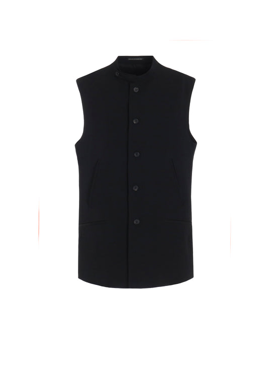 WOOL GABARDINE STAND COLLAR VEST