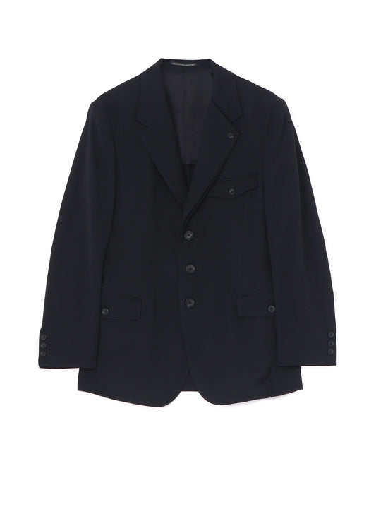 GABARDINE OPENED LEFT LAPEL DOUBLE JACKET