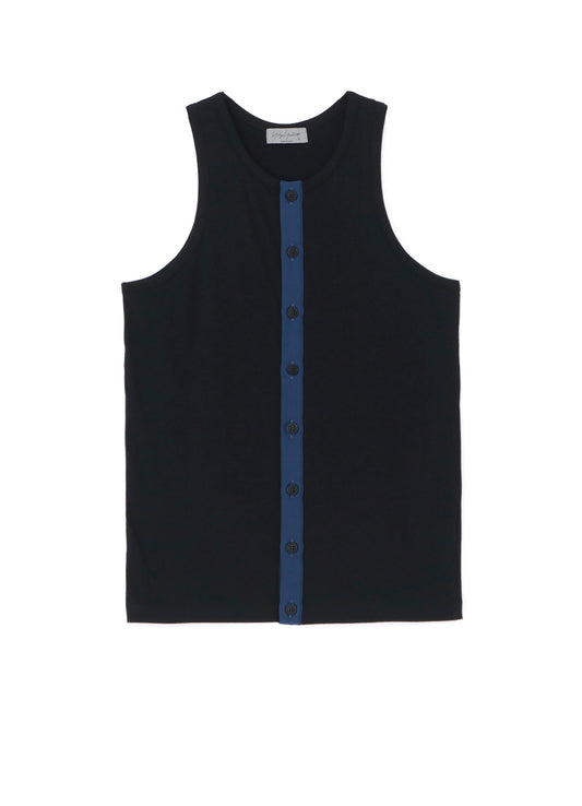 30/- COMBED SINGLE JERSEY FRONT OPEN TANK TOP