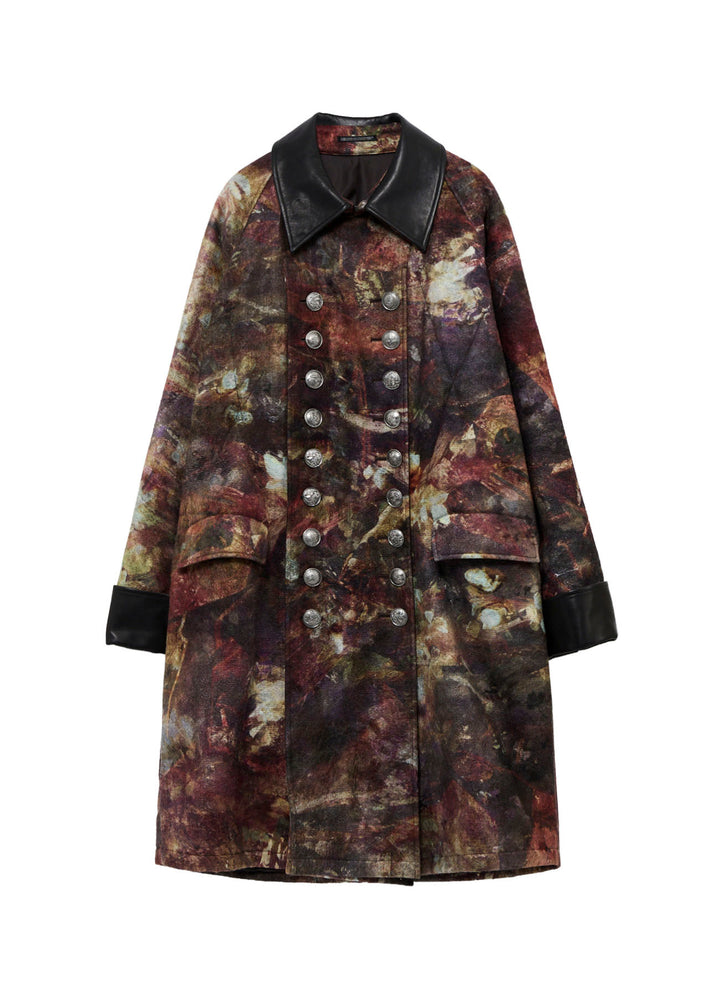 <PIECE UNIQUE>SCRAP FLOWER HERRINGBONE PADDED DOUBLE COAT