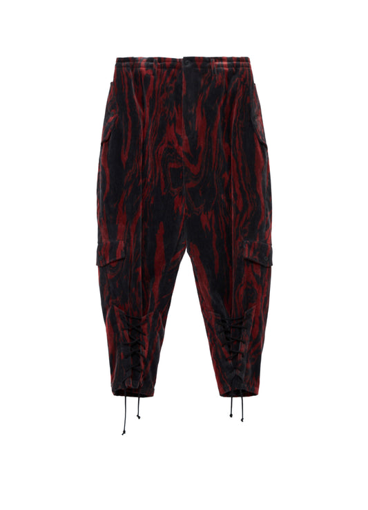 <PIECE UNIQUE>C/RY CORDUROY INK MARBLING DYED LACE UP PANTS