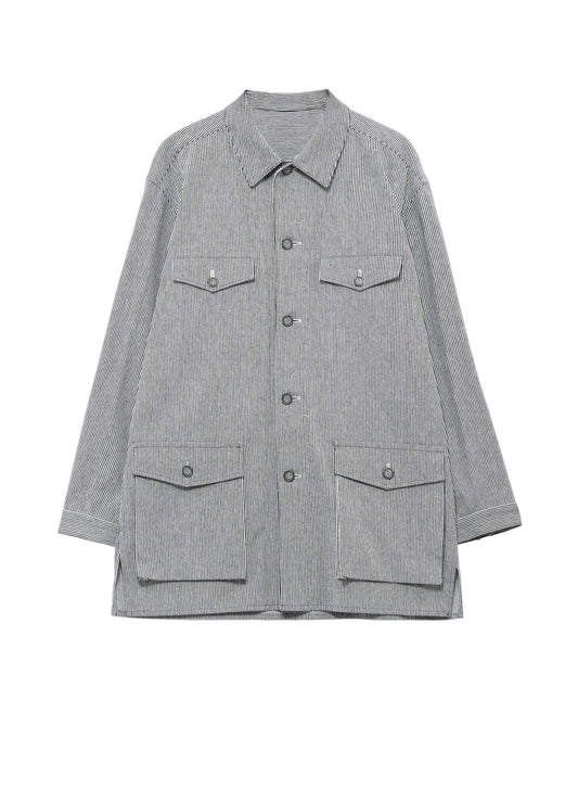 <PIECE UNIQUE>10S YARN DYED HICKORY OPEN SHIRT BLOUSON