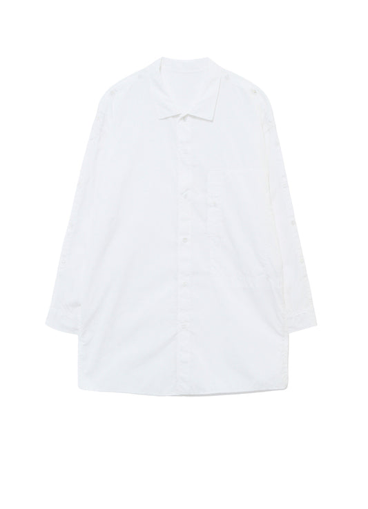 CHAIN STITCH BROAD OPEN COLLAR SHOULDER SLIT BLOUSE