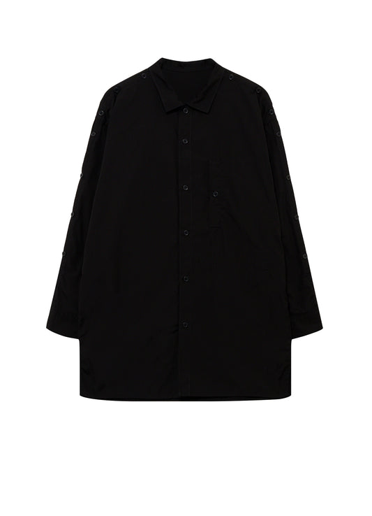 CHAIN STITCH BROAD OPEN COLLAR SHOULDER SLIT BLOUSE