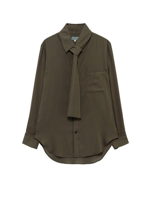 CELLULOSE LAWN SCARF COLLAR BLOUS