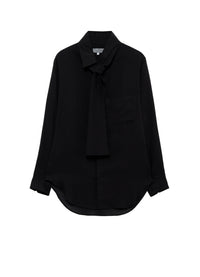 CELLULOSE LAWN SCARF COLLAR BLOUS