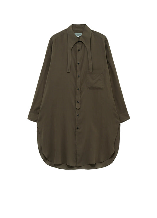 CELLULOSE LAWN COLLAR TAB LONG BLOUSE