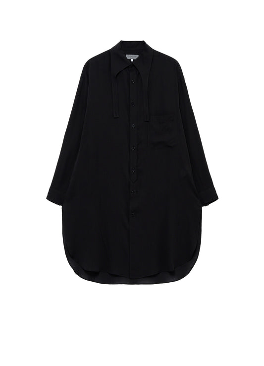 CELLULOSE LAWN COLLAR TAB LONG BLOUSE