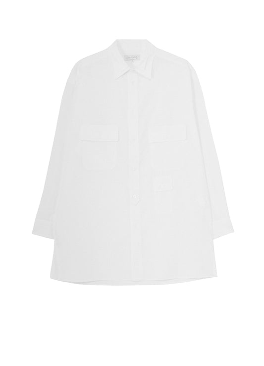 COTTON BROAD PEN POCKET DOUBLE COLLAR BLOUSE