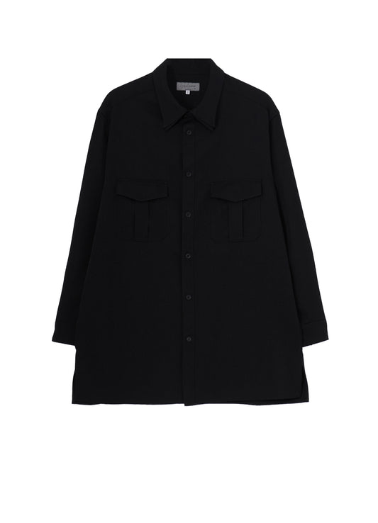 WOOL GABARDINE DOUBLE COLLAR BLOUSE