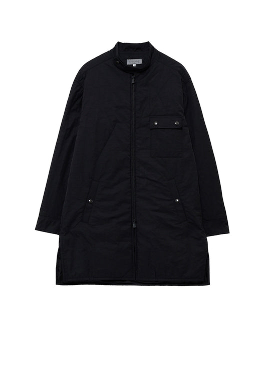 NY SPUN GABARDINE BLACK PADDED ZIP DOT BUTTON BLOUSE