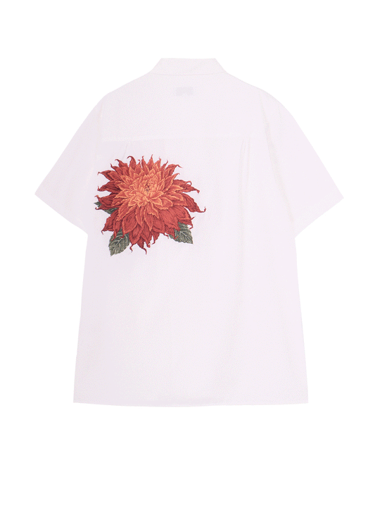 DAHLIA EMBROIDERY SHIRT ORANGE