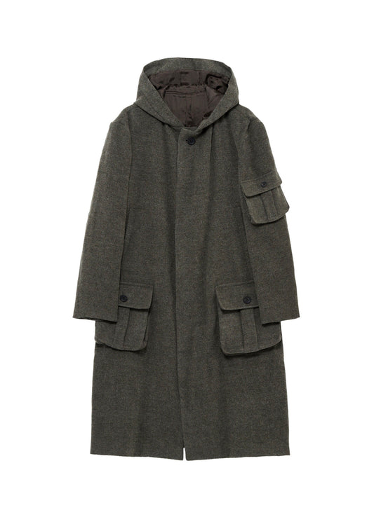 ARMY BLANKET  3 POCKETS HOODED COAT
