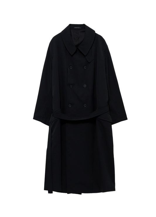 WOOL GABARDINE BACK SIDE BELT COAT