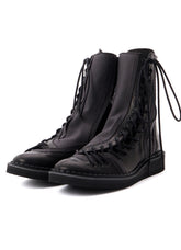 C CANVAS HORSE SIDE LACE-UP BOOTS
