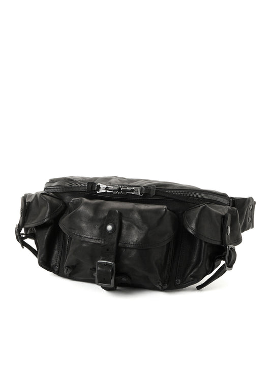 HORSE LEATHER 3-PRONG BUCKLE CROSSBODY BAG