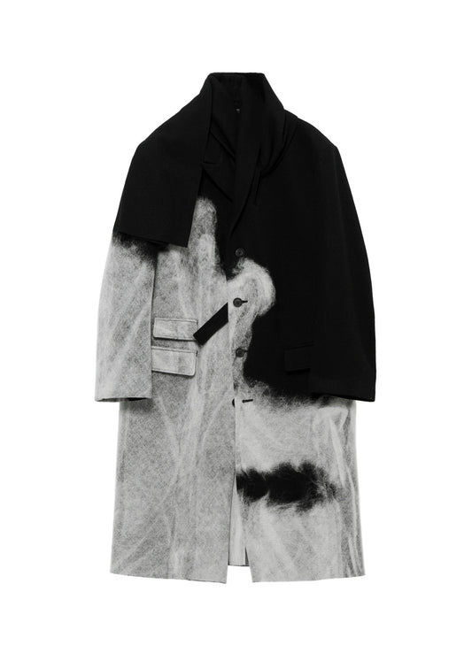 NEEDLE PUNCHED FLANNEL WHITE SCARF JACKET