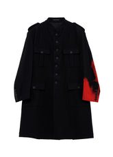 NEEDLE PUNCHED FLANNEL RED MILITARY JACKET