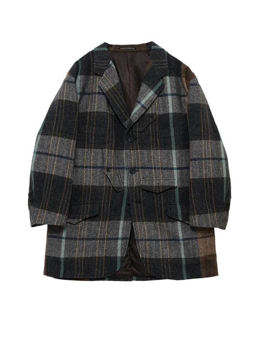 WOOL LINEN HERRINGBONE ZIPPER WORK JACKET