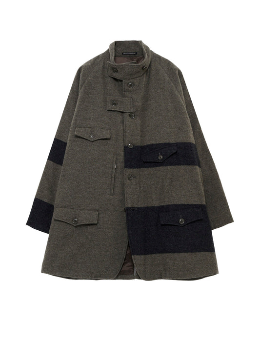 ARMY BLANKET BORDER STAND COLLAR PADDED JACKET