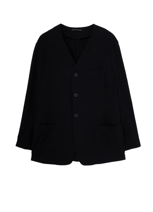HIGH-TWISTED JERSEY COLLARLESS JACKET