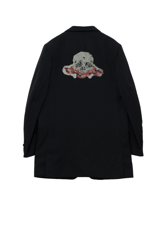 WOOL GABARDINE SKULL-PRINTED DISCHARGE JACKET