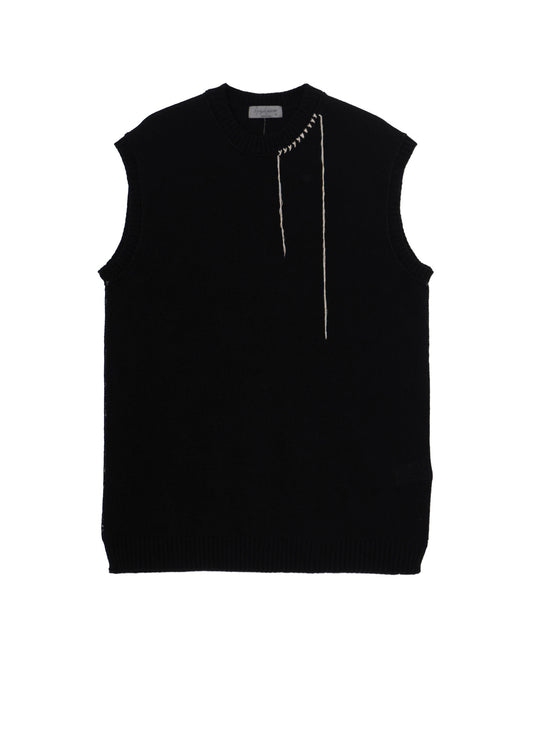 SINGLE JERSEY+EMBROIDERY EMBROIDERY ROUND NECK VEST
