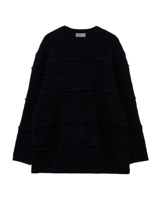 5G 1PLY RELIEF KNIT ROUND NECK PO