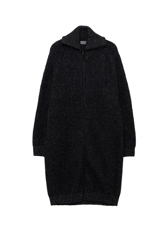 PLATING HALF CARDIGAN TURTLE NECK ZIP CARDIGAN