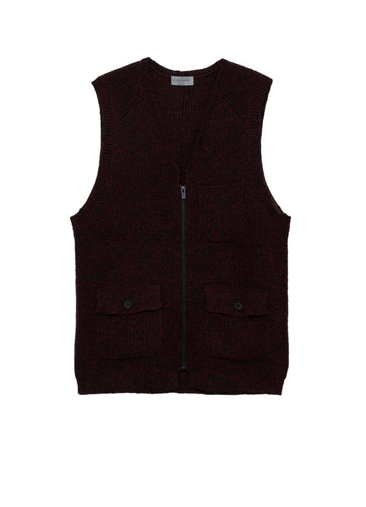 PARALLELED HALF CARDIGAN POCKET DETAIL ZIP VEST