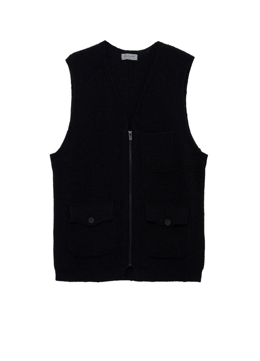 PARALLELED HALF CARDIGAN POCKET DETAIL ZIP VEST
