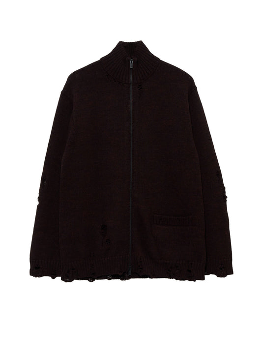 5G 3PLY SINGLE JERSEY  HIGH NECK ZIP CARDIGAN