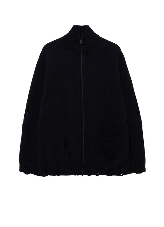 5G 3PLY SINGLE JERSEY  HIGH NECK ZIP CARDIGAN