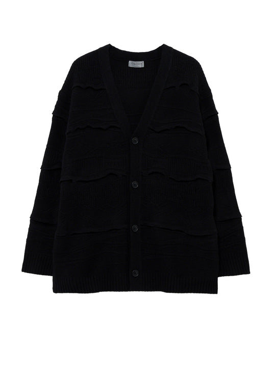 5G 1PLY RELIEF KNIT V NECK CARDIGAN