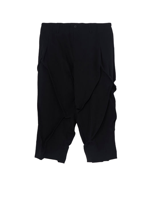 WOOL GABARDINE RANDOM TUCK PANTS