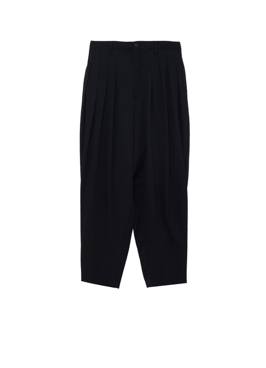 WOOL GABARDINE 16 TUCKS STACKED HEM PANTS