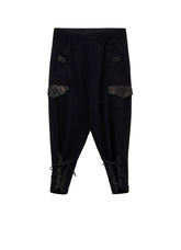 LEATHER ARMY GABARDINE POCKET PANTS