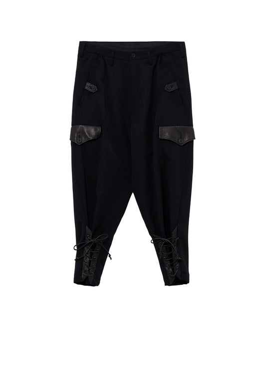 LEATHER ARMY GABARDINE POCKET PANTS