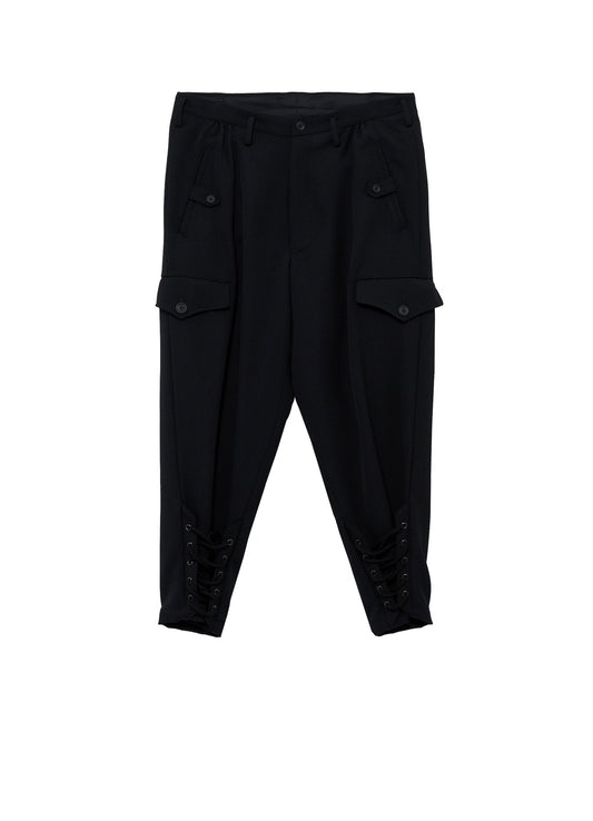 ARMY GABARDINE LACE UP HEM PANTS