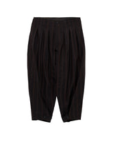 WOOL SATIN ST STRIPE WIDE TUCK PANTS