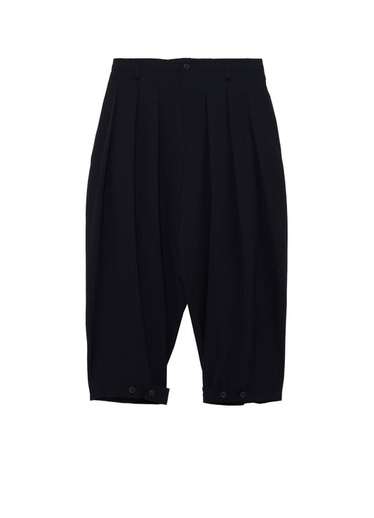 WOOL GABARDINE HEM TAB WIDE TUCK PANTS