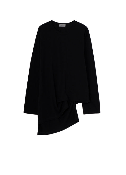 COTTON CASHMERE SINGLE JERSEY ASSYMETRY HEM LS TEE