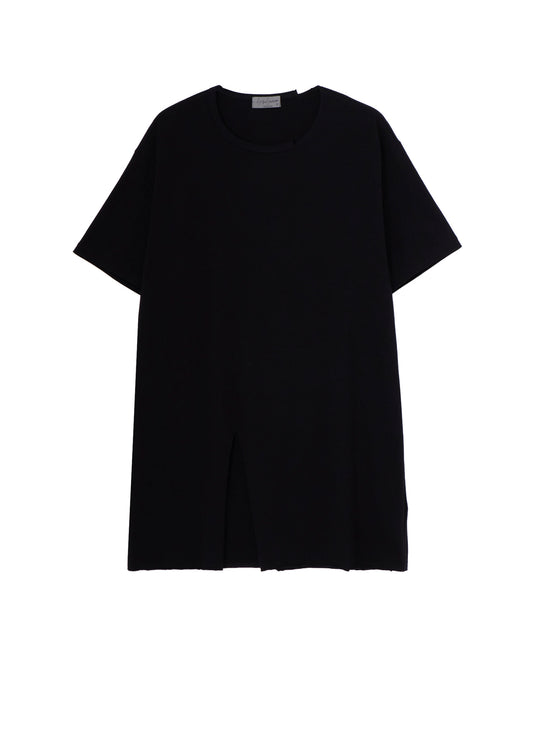 COTTON JERSEY SLIT ROUND NECK SHORT SLV TEE