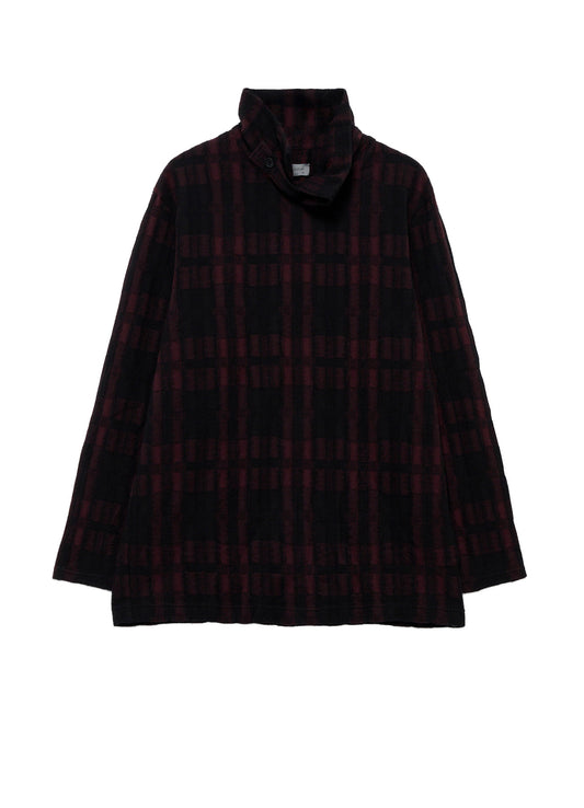 CW PLAID JQ TAB COLLAR HIGH NECK PO