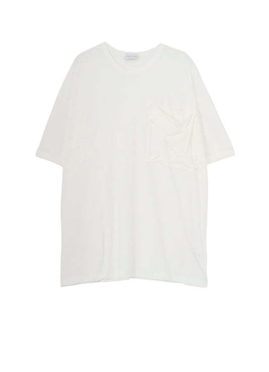 HARD TWISTED SINGLE JERSEY  POCKET HEM SLIT SHORT SLEEVE T
