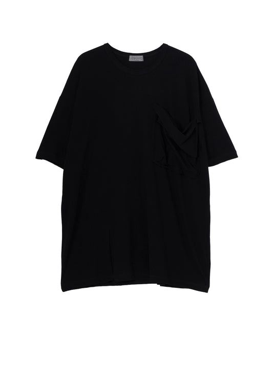 HARD TWISTED SINGLE JERSEY  POCKET HEM SLIT SHORT SLEEVE T